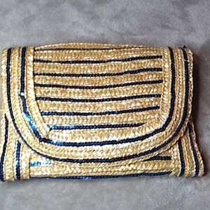 Nwot Poppie Jones blue straw bag